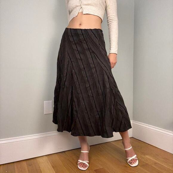 Brown whimsygoth striped midi skirt gothic - fits like size L - Picture 5 of 7